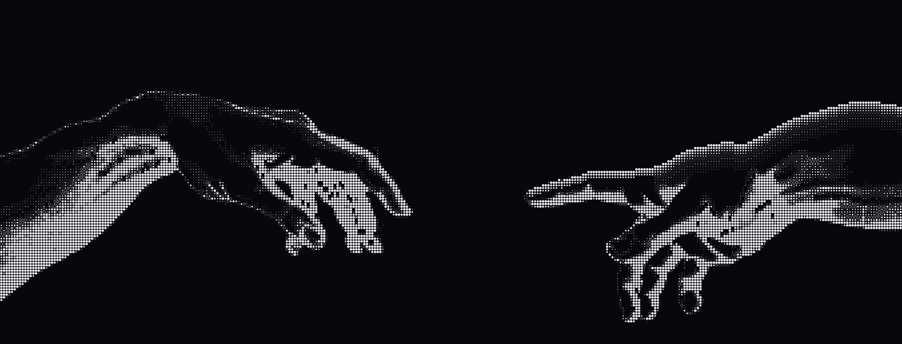The two hands from Michelangelo's Creation of Adam, drawn as a matrix of dots